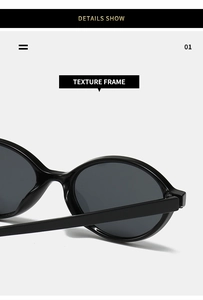 Macro detail of high-quality texture frame and sleek hinge on oval sunglasses
