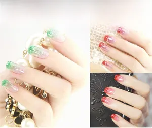 Résultats de nail art dégradé scintillant avec paillettes pour une manucure professionnelle