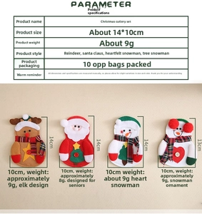 Detaillierte Größenangaben für Besteckhalter mit Weihnachtsmann- und Elchmotiven