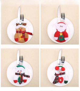 Details von Weihnachts-Besteckhaltern mit Rentier-, Weihnachtsmann- und Schneemannmotiven