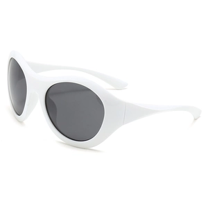 Y2K futuristic oversized sunglasses with white frame and dark grey lenses for sports