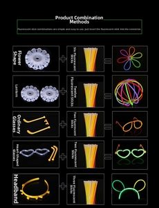 Macro shot of glow sticks DIY assembly kit for flowers and glasses on black background