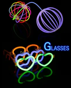Glow stick set featuring assembled luminous ball and glowing glasses in multiple colors