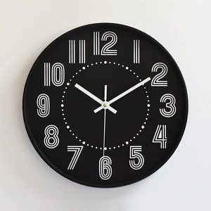 Minimalist 12-inch silent wall clock with black matte dial and white linear numbers