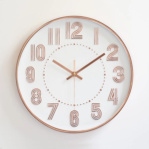 Modern Simple Round Wall Clock Silent Quartz Movement With 3D Arabic Numerals For Living Room Office Home Decor