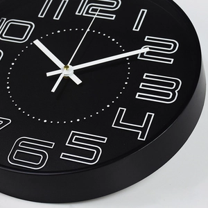 Modern 12-inch 3D number wall clock in black and white with minimalist silent design