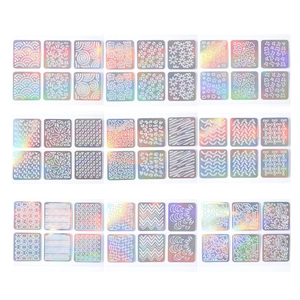 Holographic laser nail art stickers with 3D geometric patterns and wave textures