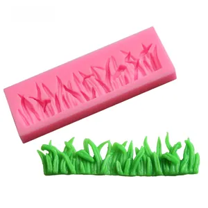 Detailed pink silicone grass mold for DIY fondant cake decorating and clay crafts