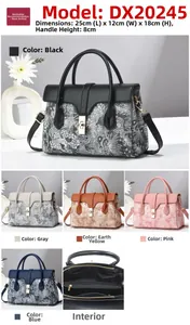 Vue détaillée du sac bandoulière jacquard 25x12x18cm avec plusieurs options de couleurs