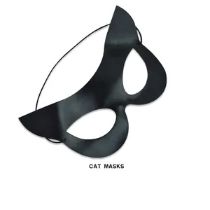 Sexy matte black cat-ear half face mask for women's Halloween masquerade parties