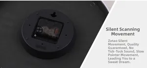 Detail view of silent quartz clock movement with non-ticking scanning mechanism