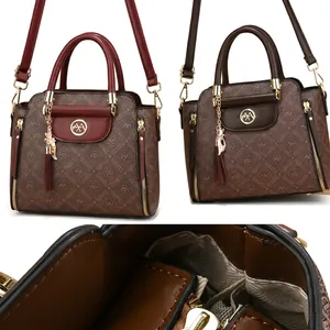 Detail of vintage monogram leather bag with multi-layer plated anti-oxidation hardware