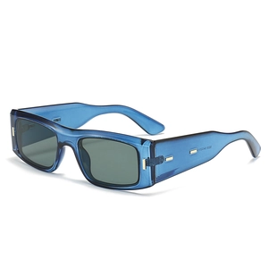 Modische durchscheinende königsblaue quadratische Sonnenbrille mit grauen Gläsern