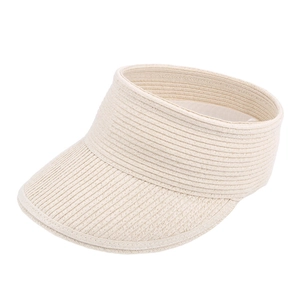 Visière en paille beige à large bord pour femme, idéale pour la protection solaire été
