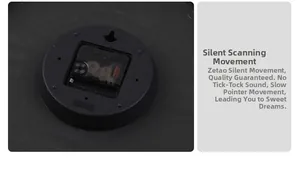 Detail view of the silent quartz movement on the wall clock for noise-free smooth operation