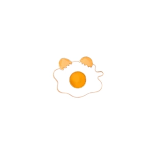 Enamel fried egg brooch with broken shells and gold trim for bags and clothing pins