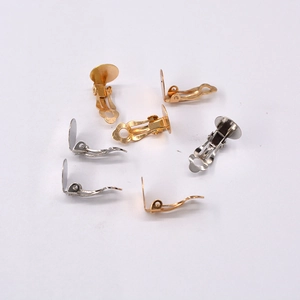 Golden and silver metal clip-on earring converters for DIY jewelry making accessories