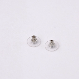 Fermoirs de boucles d'oreilles universels en silicone et métal argenté