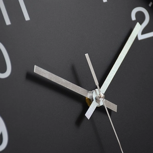 30cm industrial round wall clock with matte black dial and silver metal hands