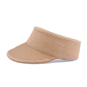 Visière en paille pliable pour femme avec large bord en kaki naturel pour l'été plage
