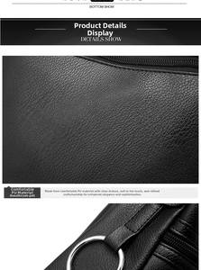 Close-up of black lychee grain PU leather texture and silver metal hardware details