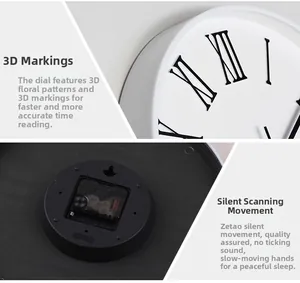 Détail des chiffres romains en relief 3D et du mouvement silencieux d'une horloge
