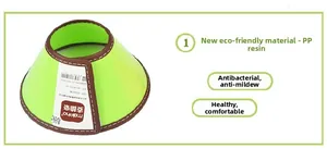 Detail of eco-friendly PP resin pet recovery collar with soft leather edge and velcro