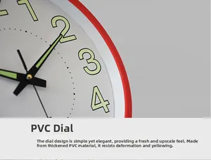 Detailed close-up of thickened PVC wall clock frame with luminous numeral display