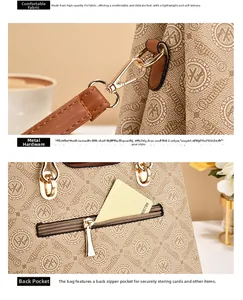 Detailed view of printed PU leather bag with metal hooks and a back zipper pocket