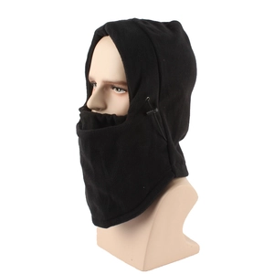 Thermische Fleece-Sturmhaube zum Radfahren in Schwarz mit verstellbarem Kordelzug