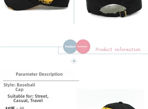 Detail view of cotton baseball cap side featuring yellow 1598 numeric embroidery