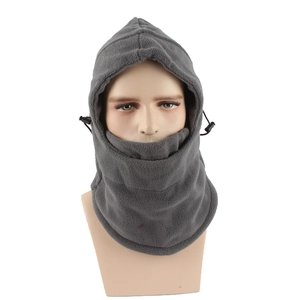 Fleece thermal cycling balaclava in dark grey with adjustable drawstring for outdoor warmth