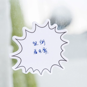 Minimalist dialog bubble sticky notes for journaling shown on a glass surface