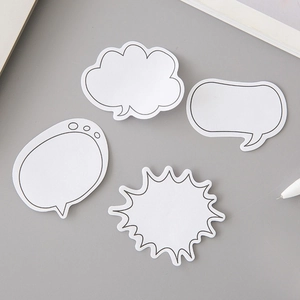 Minimalist comic speech bubble sticky notes set with cloud and oval shapes in white