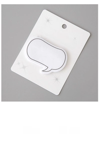 Minimalist white speech bubble sticky notes on display card for office and study use
