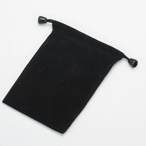 Premium black velvet drawstring pouch with beads for jewelry storage and gift packaging