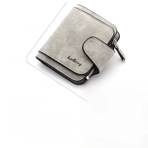 Portafoglio corto in pelle PU con chiusura a scatto e tasca zip da 11,5x9,5x1,8 cm