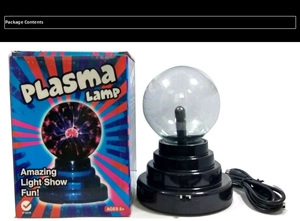 3-inch USB plasma ball lamp with power cable and colorful packaging for room decor