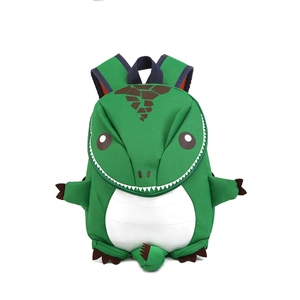 Green dinosaur kids backpack with 3D limbs and tail for toddlers school and travel