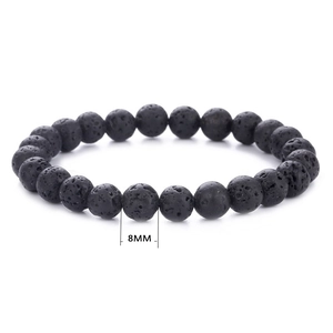 Lava rock stone beaded bracelet with 8mm black volcanic beads for daily wear