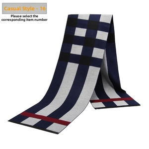 Detail of soft brushed fabric texture on a blue and grey striped scarf for men