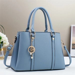 Women Handbag PU Litchi Grain Leather Fashion Large Capacity Tote With Star Moon Artificial Pearl Pendant Crossbody Shoulder Bag