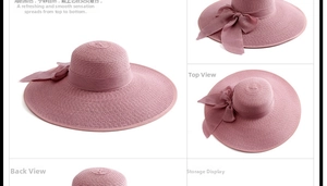 Sombrero de paja plegable de ala ancha rosa viejo con lazo de gasa