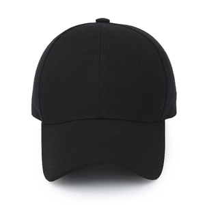 Classic black cotton canvas baseball cap with curved brim and 6-panel structure