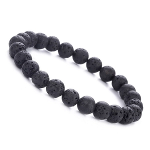 Lava stone bead bracelet featuring natural black volcanic rock and minimalist round spheres