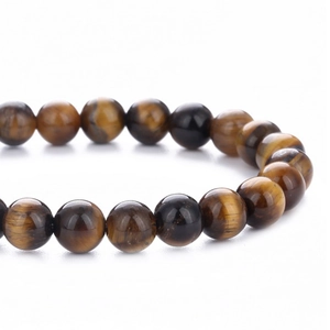 Ethnic unisex natural yellow tiger eye beaded bracelet with polished round stones