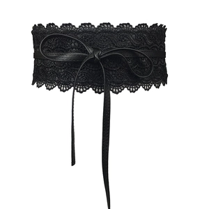 Damen Breiter Spitzenkorsettgürtel PU Leder Bindebogen Hohe Taille Vintage Dekorativer Taillengürtel Für Kleider