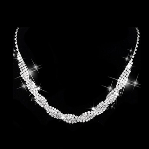 Elegant silver sparkling rhinestone claw chain necklace set for wedding jewelry