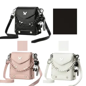 Detailed grid of mini crossbody bags showing multiple colors and metal butterfly charms