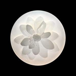 Macro detail of translucent daisy flower silicone mold with intricate petal textures